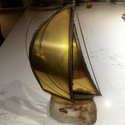 Mid Century John DeMott Brass Sail Boat