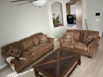 Brown Microfiber Sofa and Loveseat Set