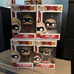 The Incredibles Funko Pops  (Comes With All Four Shown)
