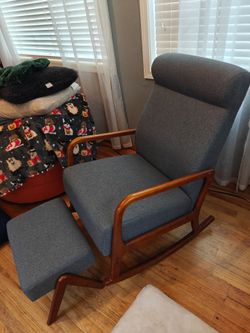 Mid-Century Rocking Chair with Ottoman