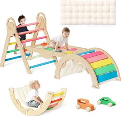 Pikler Triangle Climbing Set with Cushion – Montessori Style