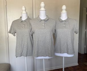 Set of 5 Lands End gray women’s polo shirts size medium