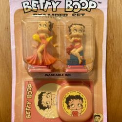 VINTAGE BETTY BOOP STAMPER SET WASHABLE INK FIGURINE DORDA TOYS / SEALED