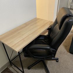 Computer/Writing desk + Leather Black Chair 