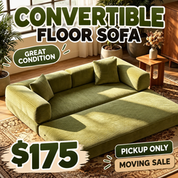 Green Convertible Floor Sofa / Sleeper Couch – $175