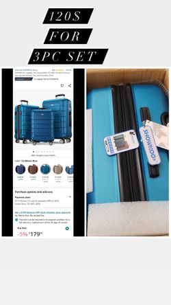 New Closed Box SHOWKOO Luggages  Sets Expandable PC+ABS Durable Suitcase Sets Double Wheels TSA Lock Sea Blue­ 3PCS