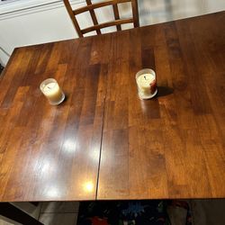 Wood Table W/ Leaf 4 Chairs