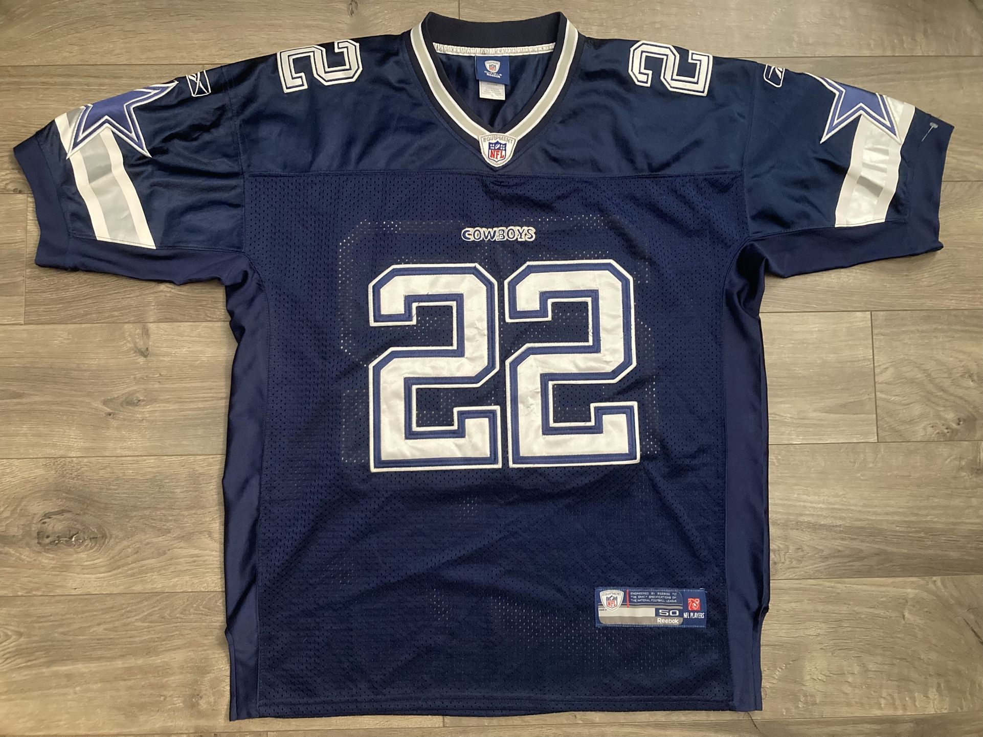 NFL JERSEY Emmitt Smith Reebok Dallas Cowboys On-Field FOOTBALL Size 50