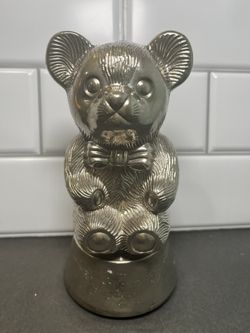 VINTAGE Silver Plated Musical Teddy Bear Piggyback