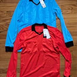 lot of 2 Adidas Climalite Referee 18 Long Sleeved V-Neck Jersey Men’s Sz S  New!