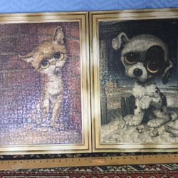 Vintage 1960s Puzzle  Pity Puppy & Cat by Gig Wide Big Eye 