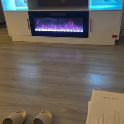 70 inch tv stand with fireplace, outlet and led