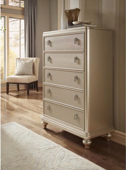 Samuel Lawrence Diva Silver 5-Drawer Chest w/ Hidden Jewelry Organizer-275 OBO