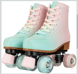 Pastel Quad Roller Skates with Glitter Wheels size 8