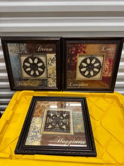 Set of 3 Inspirational Word Wall Art Frames