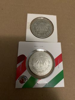 1920 and 1932 silver Mexican pesos