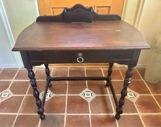 Antique Early 1900s Writing Desk / Sewing Table – Turned Legs – 32” Wide