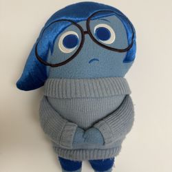 Disney Collection Inside Out Sadness Plush 12" Blue Wearing Grey Sweater