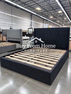New queen charcoal bed with orthopedic mattress included