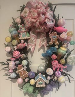 Candy Land Christmas Wreath with Bow
