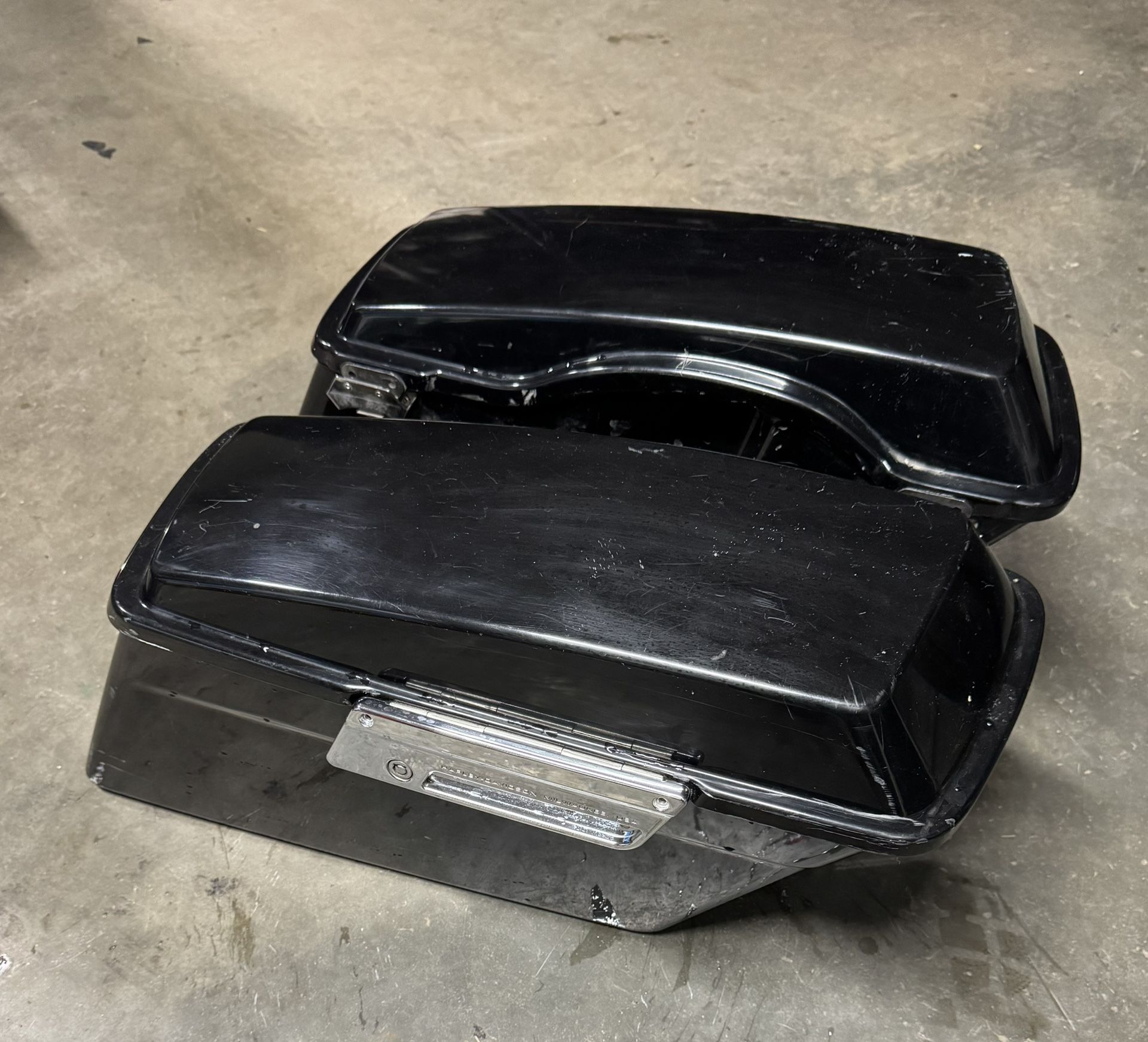 $125 OBO Harley Davidson OEM Black Hard Bags.
