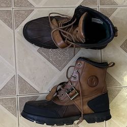Men Brown Leather Polo Boots Size 9.5