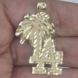Real 0k Yellow Gold LA Pendant Palm Tree