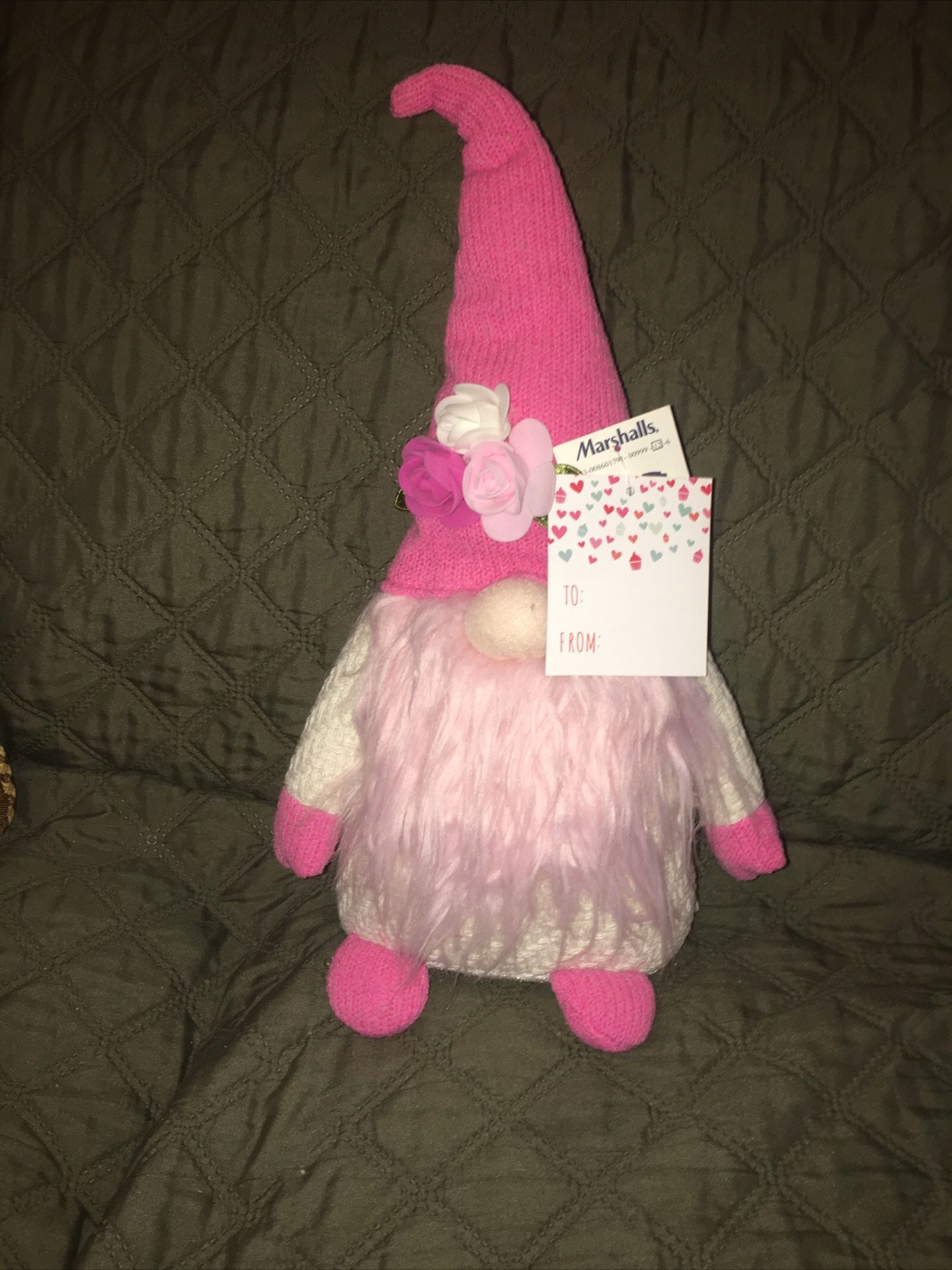 15” NEW PINK GNOME W/Roses; Love & Cupcakes For All Seasons