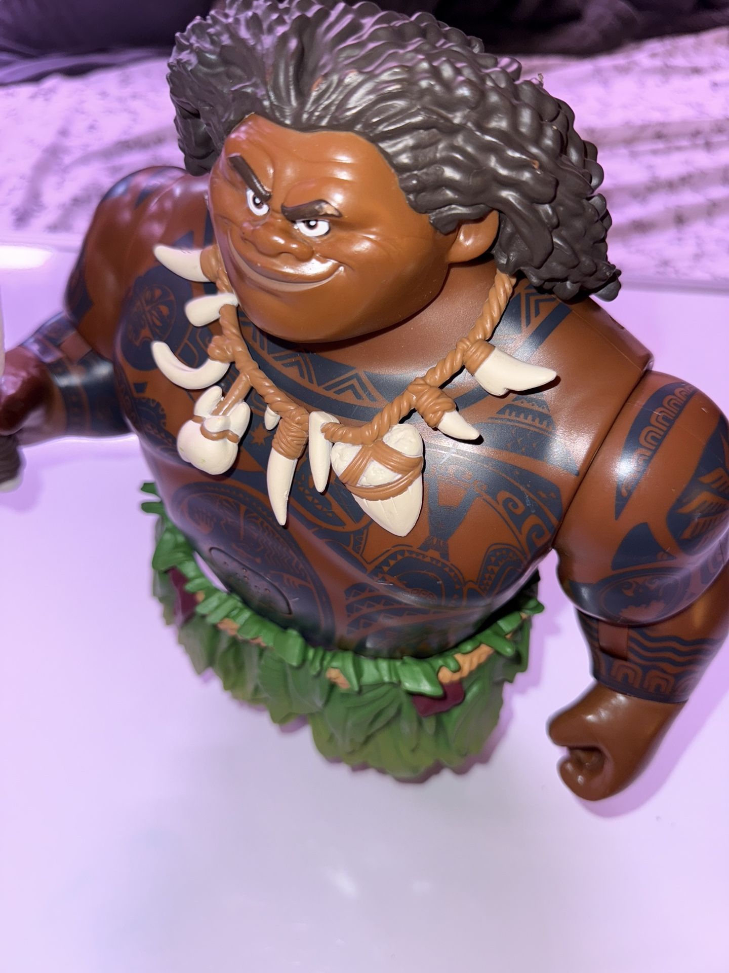 Disney’s 12 Inch Maui Figure from “Moana” Talking Singing Doll W/light Up Hook