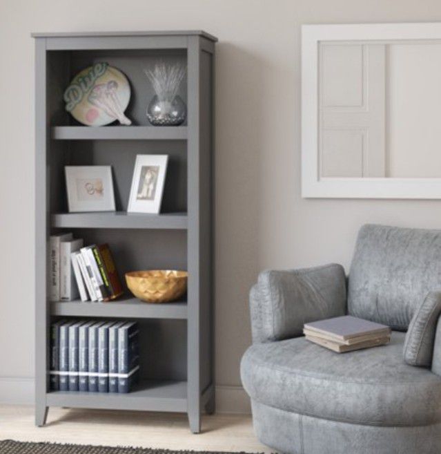 Gray 4 Shelf Adjustable Bookcase