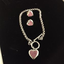 Heart Bracelet W/Earrings