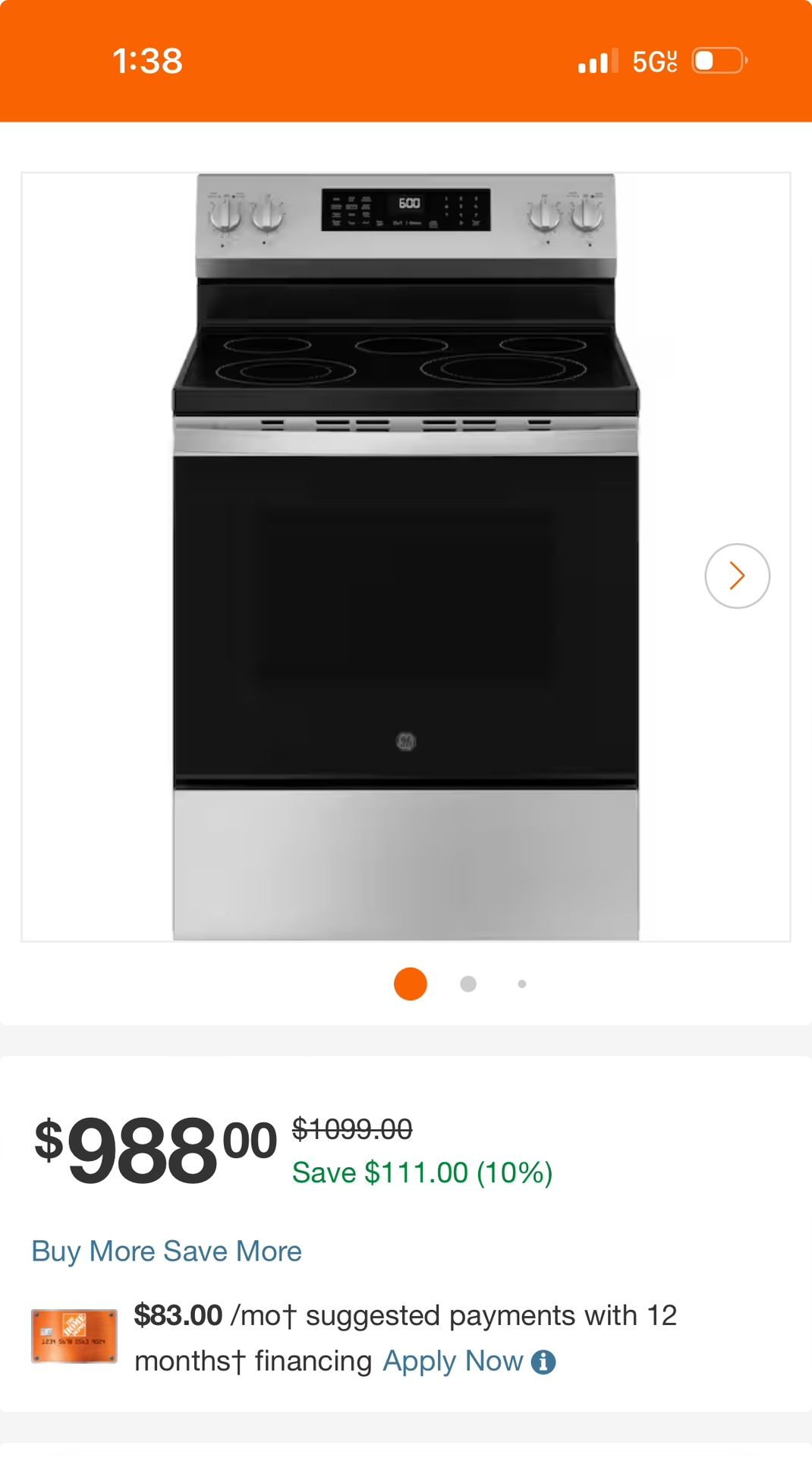 Electric Range $650 Obf