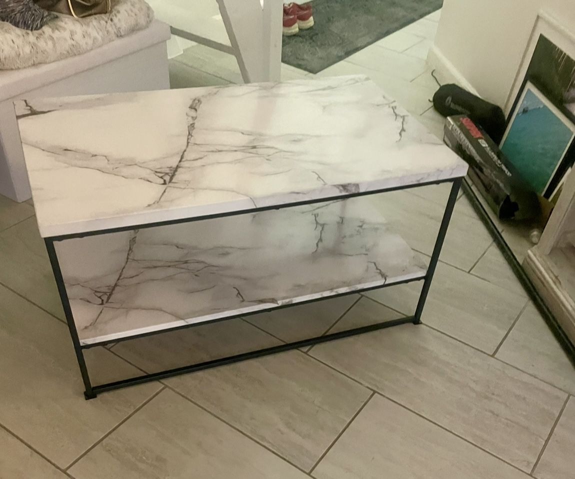 Faux White Marble Coffee Table 