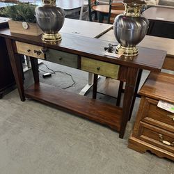 Wood Three Drawer Entryway Table Sofa Table (in Store) 