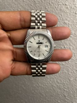 Stainless date dial face link bracelet