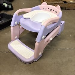 Potty Training Seat with Step Stool Ladder, 3-in-1 Toddler Potty Training Toilet Seat for Boys Girls, Height Adjustable Foldable Toddler Potty with Sp