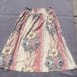 Karen Kane vintage floral a-line skirt READ pink