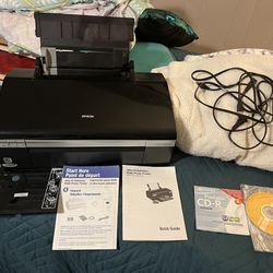 Epson Printer With Lots Of Docs And Supplies 