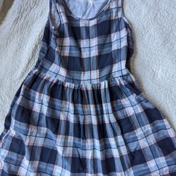 H & M Pink And blue Plaid Dress