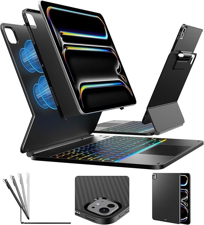 typecase Edge+ Black Keyboard with Black Carbon Fiber Back Case for iPad Pro 13-inch 2024 M4