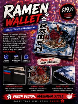 Ramen Oni Anime Wallet | Japanese Streetwear Bifold Wallet | Blue Graphic Design