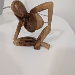 Hand-Carved Wooden Abstract Sculpture