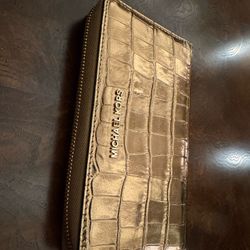 Michael Kors Metallic Gold Zip-Around Wallet