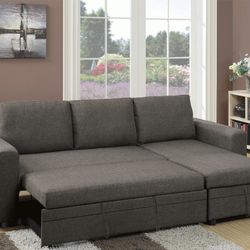 Brand New Dark Grey Sectional Sofa Storage Sleeper