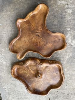 Goodies Teak Root Wood Panels Set of 2 Wall Art Live Edge Organic Trays