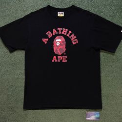 Bape color camo red college tee