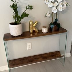 Mesa De Recibidor Madera Y Vidrio 
