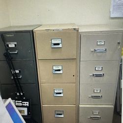 Three Metal Fireproof Filing Cabinets 