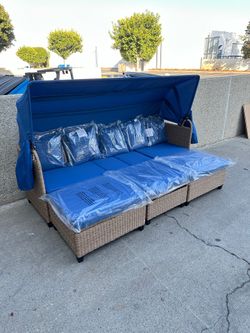 4pc outdoor patio daybed couch with canopy