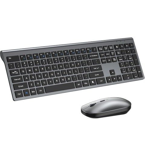 Wireless Keyboard and Mouse Combo, Full Size Keyboard and Mouse, Long Battery Life, Optical Mouse, 2.4G Lag-Free Cordless Mice Keyboard Set Ultra Slim